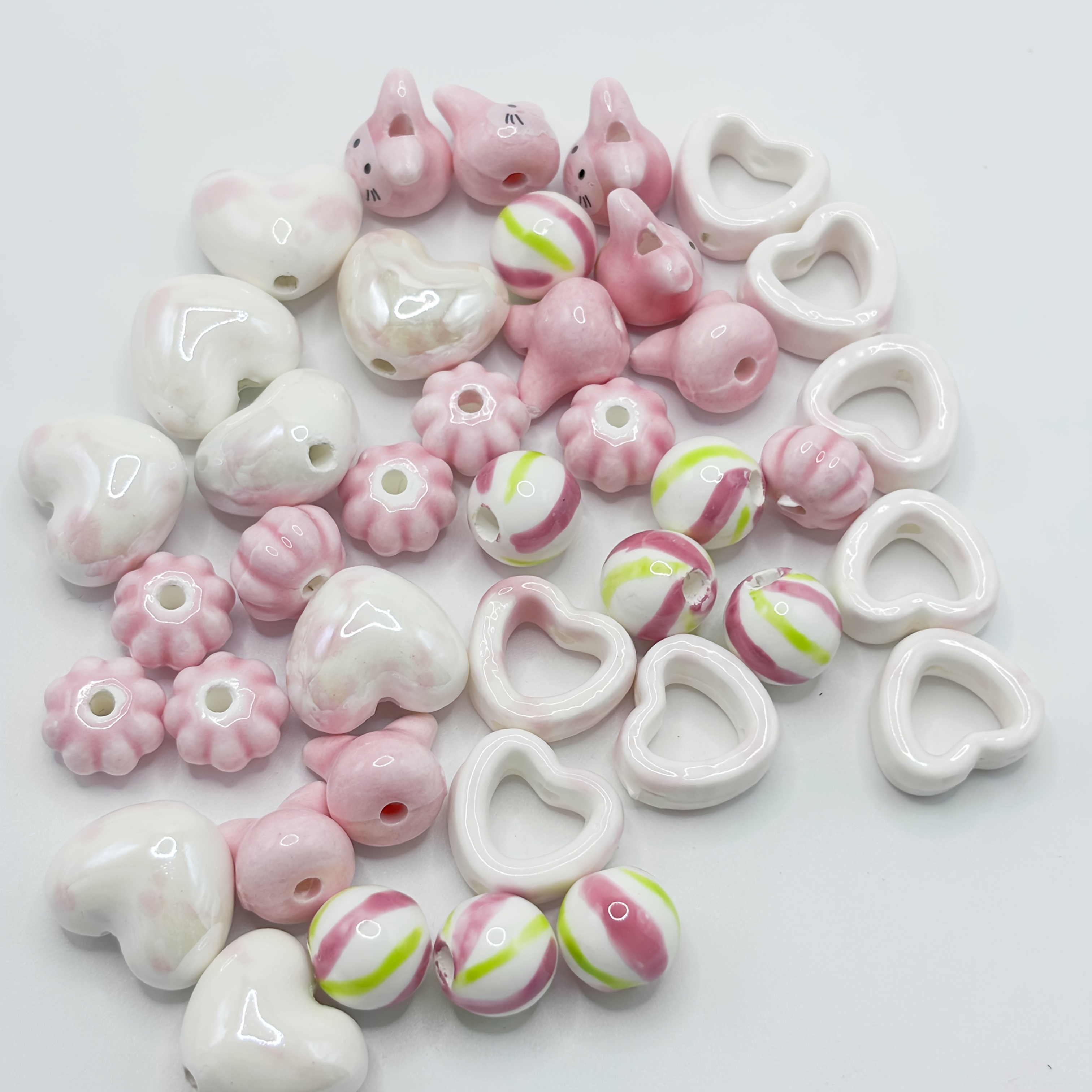 Pink Ceramic Decorative Beads for DIY